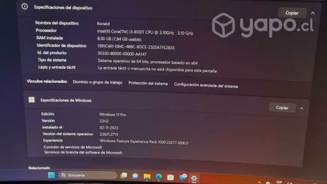 PC HP ProDesk monitor, teclado y mouse