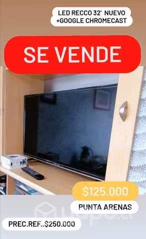 TV Led Recco 32' sin uso,más Google Chromecast