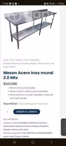 Mesón Cocina industrialp