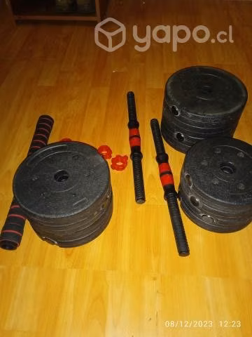 Set de pesas y barra 25 kilos en total