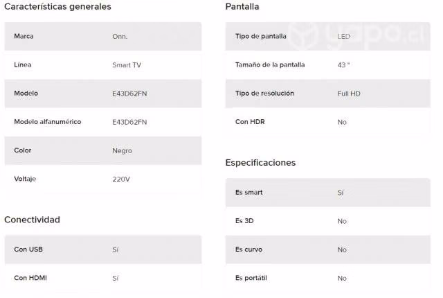 TV Smart Marca Onn 42'