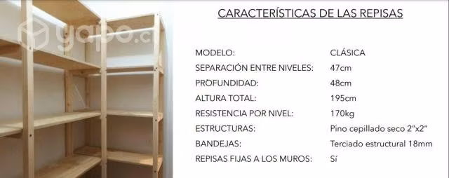 7 Repisas / Estantes Bodega 210 x 195 x 48 cm C/U - Imagen 3