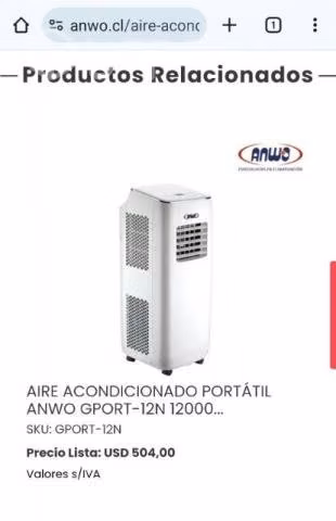 Aire acondicionado portátil anwo gport 12000 btu