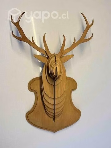 Ciervo Madera decorativo muro living adorno