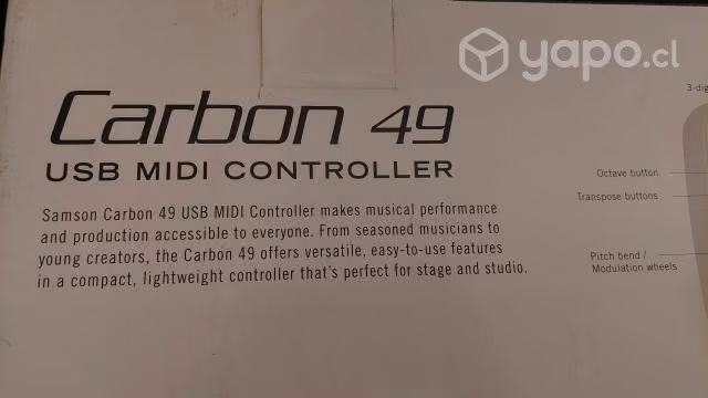Teclado midi samson carbon 49