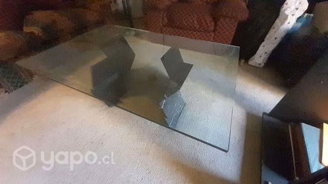 Mesa centro living mármol vidrio
