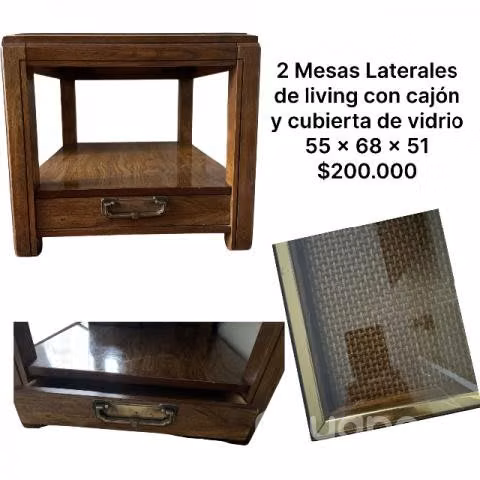 2 mesas laterales de madera living - Imagen 4