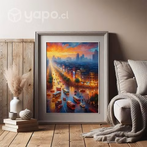 Pintura oleo Bulliciosa ciudad
