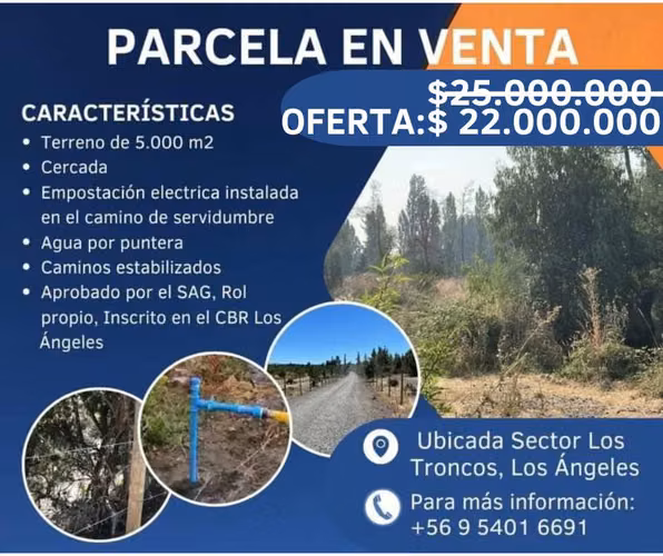 ¡¡OFERTA!! Se vende parcela de 5000m2 en Los Ángeles