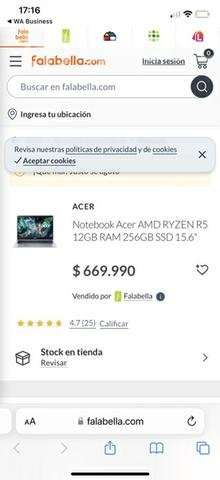 Notebook Acer AMD RYSEN 5 12 GB RAM 256GB SSD15,6" - Imagen 3