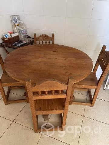 Comedor circular pino oregón con 6 sillas