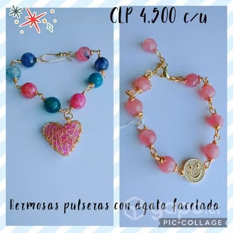 Hermosas pulseras en ágata facetada