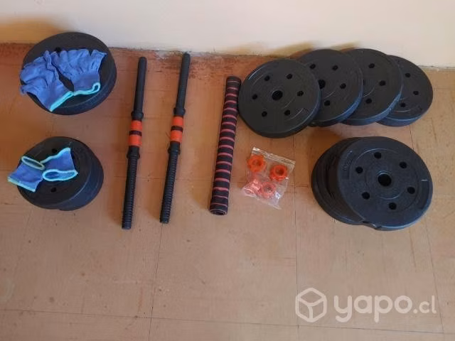 Set de pesas + con mancuernas ajustables y barra e - Imagen 3