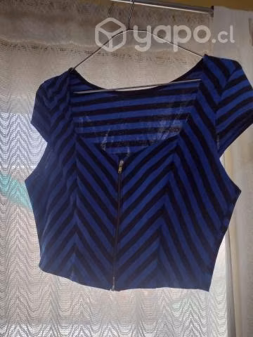 Crop Top Azul con Rayas