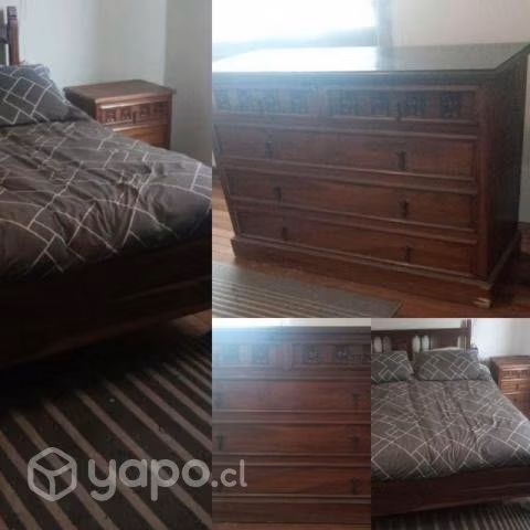 Juego Dormitorio Clásico madera castaño