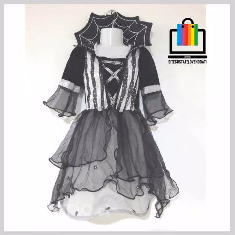 Vestido de Vampira Blanco Negro Gris - Imagen 2