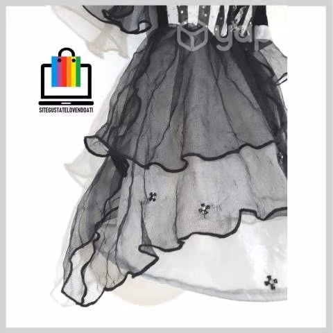 Vestido de Vampira Blanco Negro Gris - Imagen 5