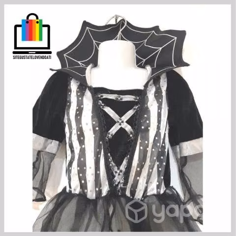 Vestido de Vampira Blanco Negro Gris - Imagen 4