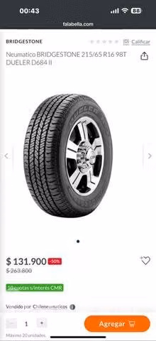 Neumático Bridgestone Dueler H/T 215/65/R16 98T