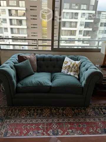 Sillon de tela verde sofa 2 cuerpos - Imagen 2