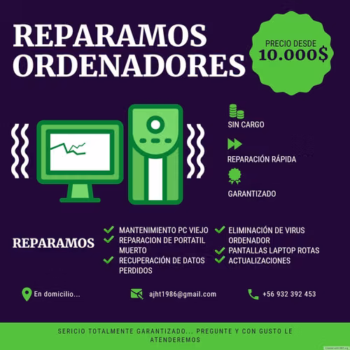 "Reparación y mantenimiento exprés de PC, hardware y software."
