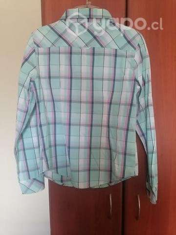Camisa 100% algodón cuadrille celeste - Imagen 2