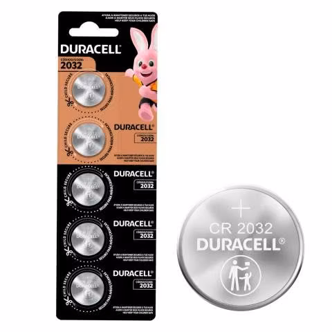 Pilas Boton CR 2032 x5 Duracell 3v Durabilidad