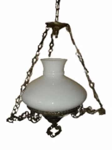 Antigua Lámpara Colgar Bronce Con Tulipa 25 Cms