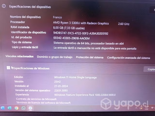 Notebook hp ryzen 3