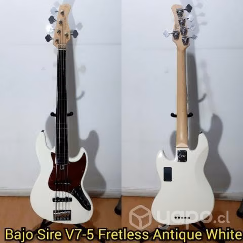 Bajo Sire V7 5 cuerdas 2 GEN FRETLESS Blanco