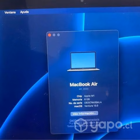 Macbook Air M1 2020, 6 meses de uso aprox