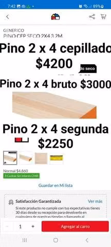 Madera nueva precios y medidas en fotos