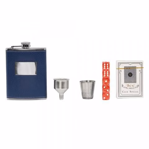 Set ajedrez madera whiskera 8oz copa cartas 331-36