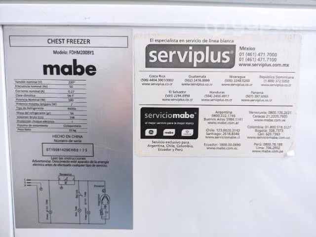Frezzer Marca Mabe (A+) 198 litros