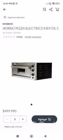 Horno pizzero eléctrico