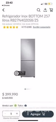 Refrigerador Samsung 275lt No Frost
