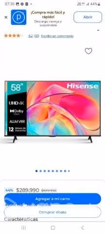 Tv Hisense en excelente estado 58pulga