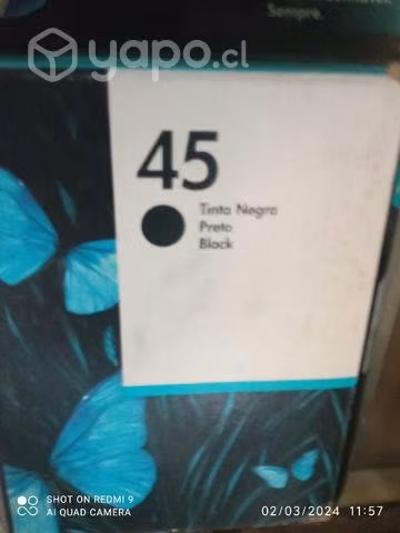 Tinta HP 45 black original de alta