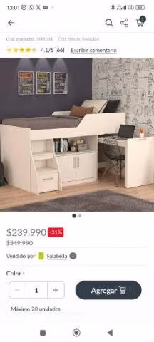 Vendo cama multifuncional de 1,5 plaza