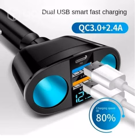 Cargador Adaptador De Corriente Dual Auto 3 Conect