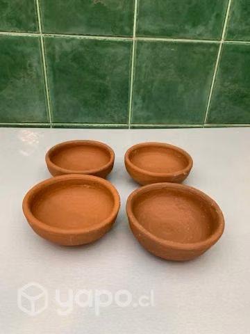 4 platos individuales de greda para hornear pastel