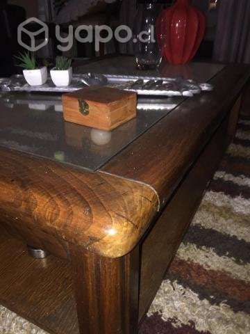 Mesa de madera con cubierta de vidrio - Imagen 3