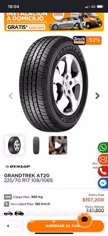 Neumáticos Dunlop 108s/106grantreckAt20