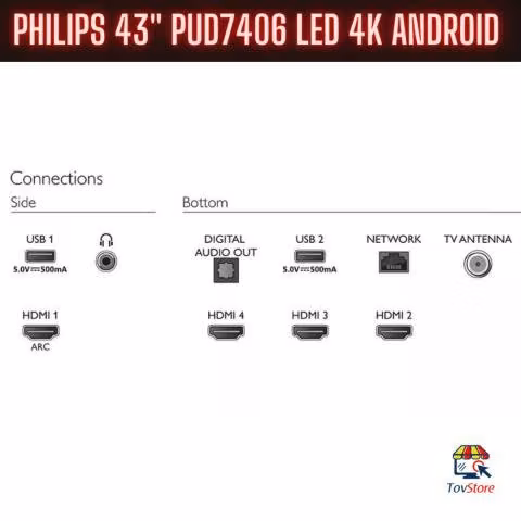 (nuevo) philips 43'' 43pud7406 4k android tv