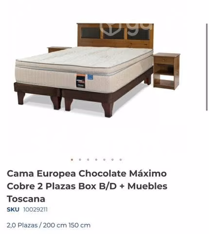 Cama europea 2 plazas marca Flex + muebles - Imagen 3