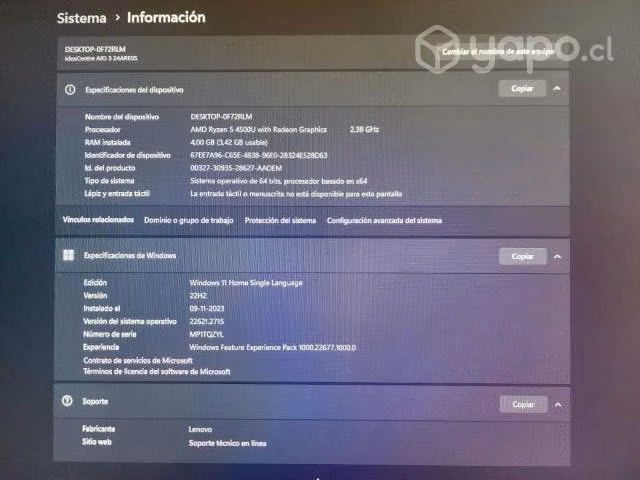 All In One Lenovo Aio Ryzen 5 1tb Hdd+128gb Ssd 24