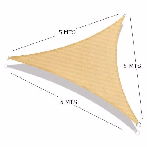 TOLDO RASCHEL TRIANGULAR 5x5x5 MT BEIGE / NUEVO