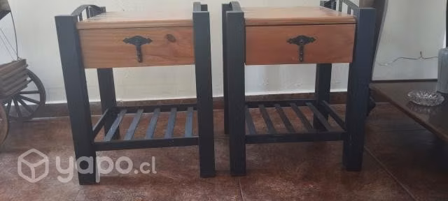 Juego de Veladores de Madera y base de Fierro - Imagen 5