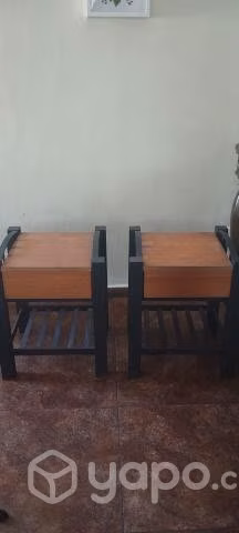 Juego de Veladores de Madera y base de Fierro - Imagen 2