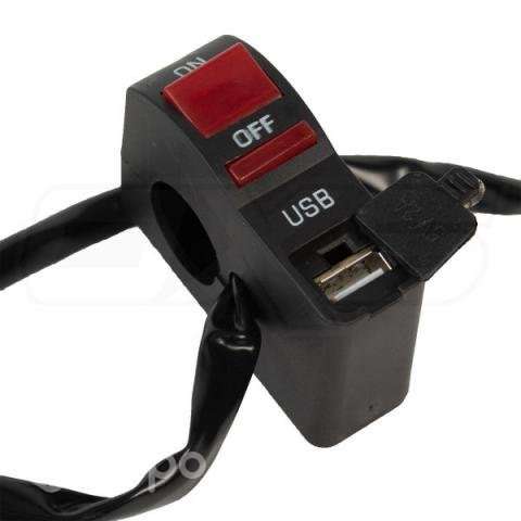 Interruptor para volante moto con cargador usb 2A - Imagen 2